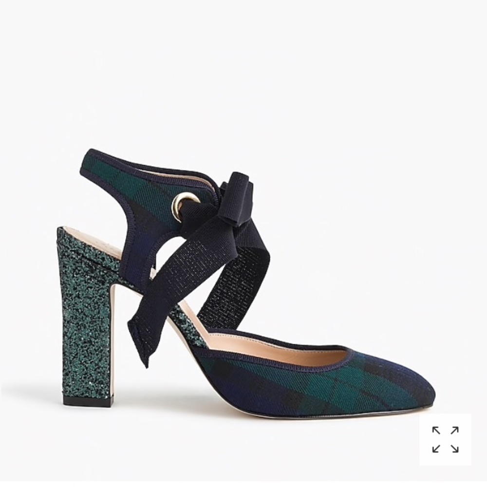 NWOT J. Crew Blackwatch Plaid Glitter Heels